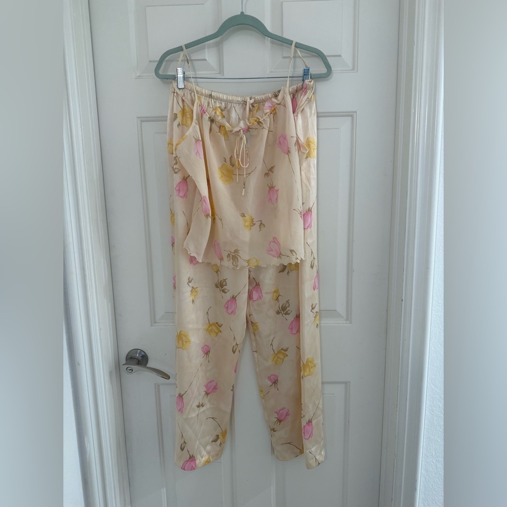 Maidenform sheer camisole and pant floral whimsy pajama set size XL